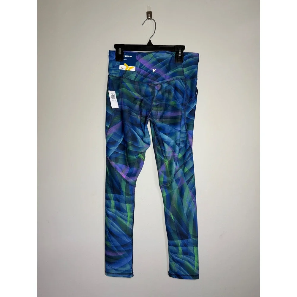 Old Navy Girls XL 14-16 PowerSoft Go-Dry High-Rise Ankle Leggings Blue Abstract